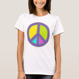 Camiseta holiES - sinal colorido PEACE + suas ideias
