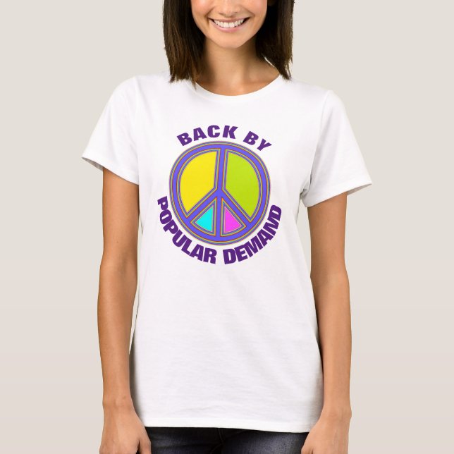 Camiseta holiES - sinal colorido PEACE + suas ideias (Frente)