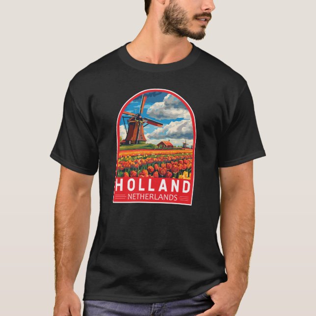 Camiseta Holland Netherlands Viagem Art Vintage (Frente)