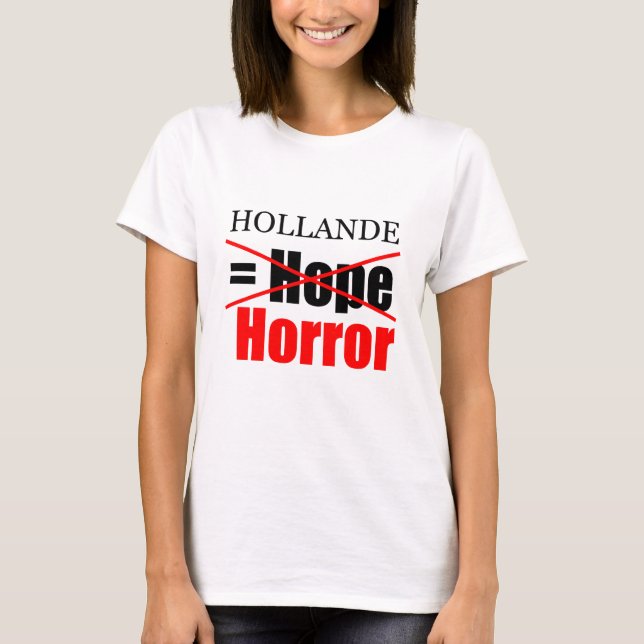 Camiseta Hollande Presidente Não Esperança, mas Horror (Frente)