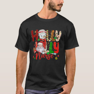 Camiseta Holly A Jolly Enfermeira Natal Papai Noel Snowman