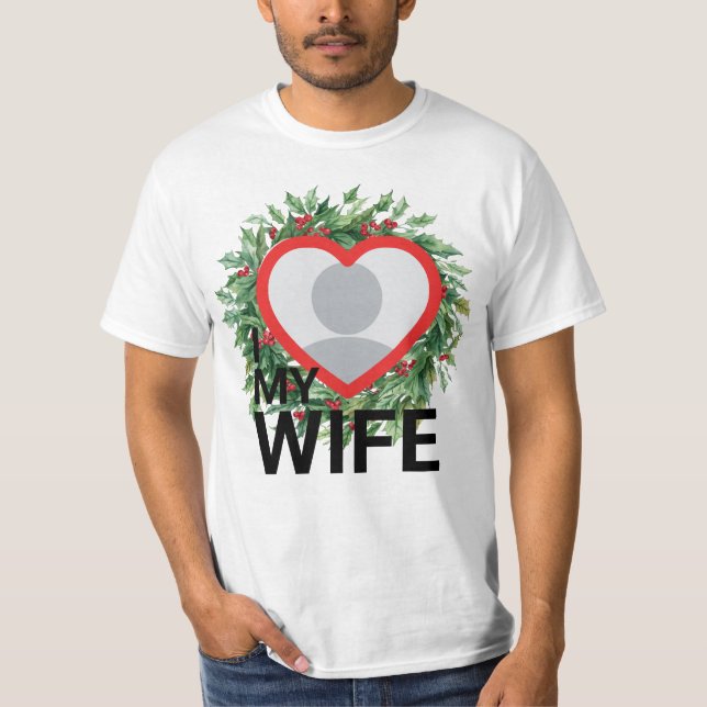 Camiseta Holly Berry Christmas I Love My Wife mens tshirts (Frente)