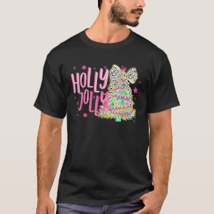 Camiseta Holly Coquette Arco Jolly Rainbow Árvore De Natal
