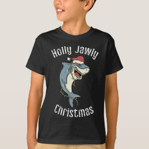 Camiseta Holly Jawly Natal Papais noeis Engraçados Tubarão-