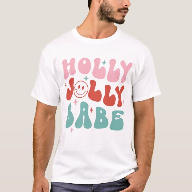 Camiseta Holly Jolly Babe Retro Natal (Frente)