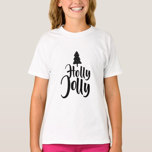 Camiseta Holly Jolly Black and White Felry Christmas (Frente)
