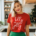 Camiseta Holly Jolly Modern Cute Script Bold Holiday<br><div class="desc">Coloque Holly e Jolly em estilo com nossa Bela Tee de Natal Minimalista! 🎄 Moda festiva no seu melhor! 🎅 #HollyandJolly #ChristmasCute</div>