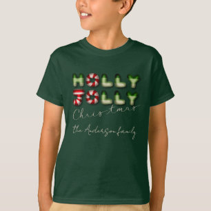 Camiseta Holly Jolly Natal 3D família de crianças óticas