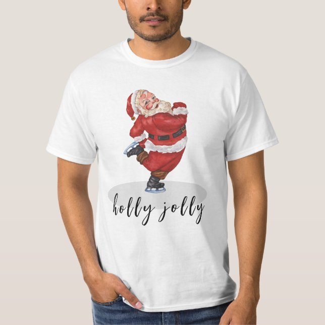 Camiseta Holly Jolly Papais noeis de patinação T-Shirt (Frente)