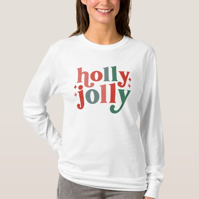 Camiseta Holly Jolly - Tipografia de Feriados Retroativos (Frente)