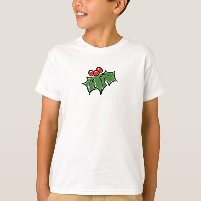 Camiseta Holly Leaves, Holly berry, botânica de férias dive (Frente)
