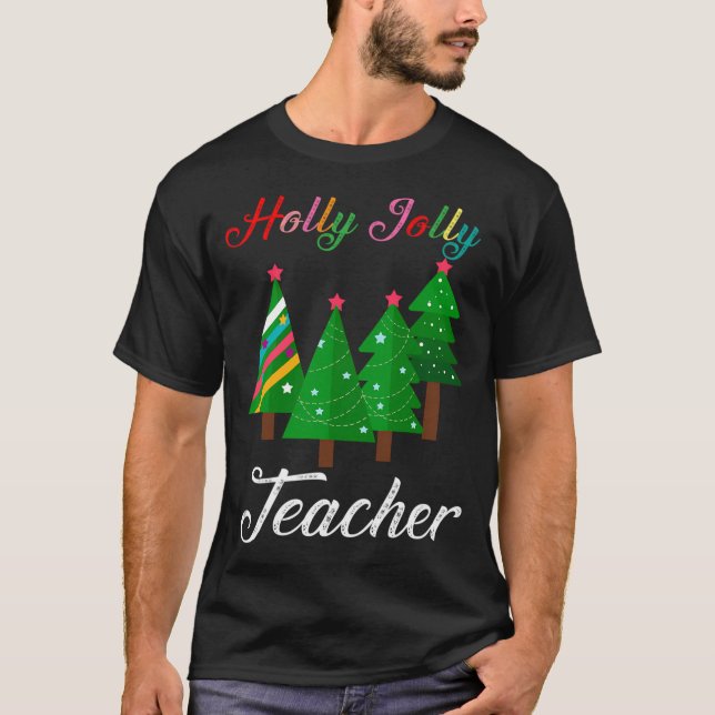 Camiseta Holly N Jolly Papai noel Professor de Natal Engraç (Frente)