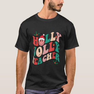 Camiseta Holly N Jolly Papais noeis Feliz Professor de Retr