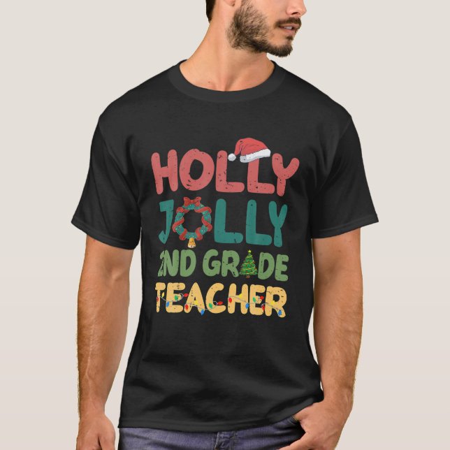 Camiseta Holly n Jolly segundo Professora Papai noel Natal  (Frente)