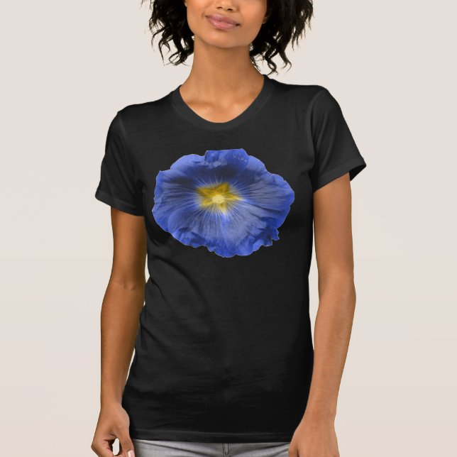 Camiseta Hollyhock Fllower Belinda Blue Ladies T Shirt (Frente)