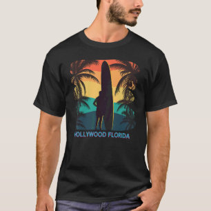 Camiseta Hollywood Florida Fl Palm Tree Surfboard Su