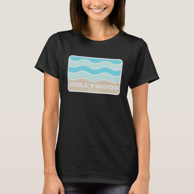 Camiseta Hollywood Florida Retro FL Waves Beach Souvenir (Frente)