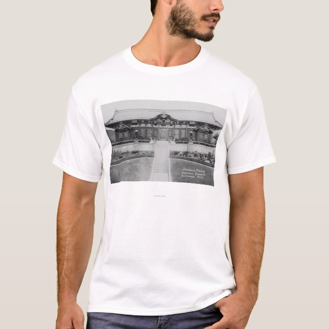 Camiseta Hollywood, mansão japonesa de CA nos jardins (Frente)