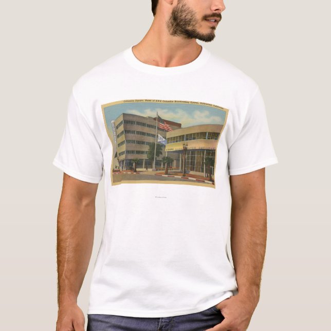 Camiseta Hollywood, quadrado de CAColumbia, transmissão de (Frente)