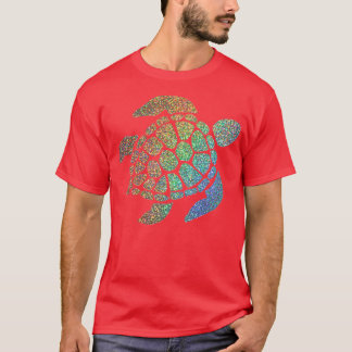Camiseta Holográfico Rainbow Ombre Glitter Turtle