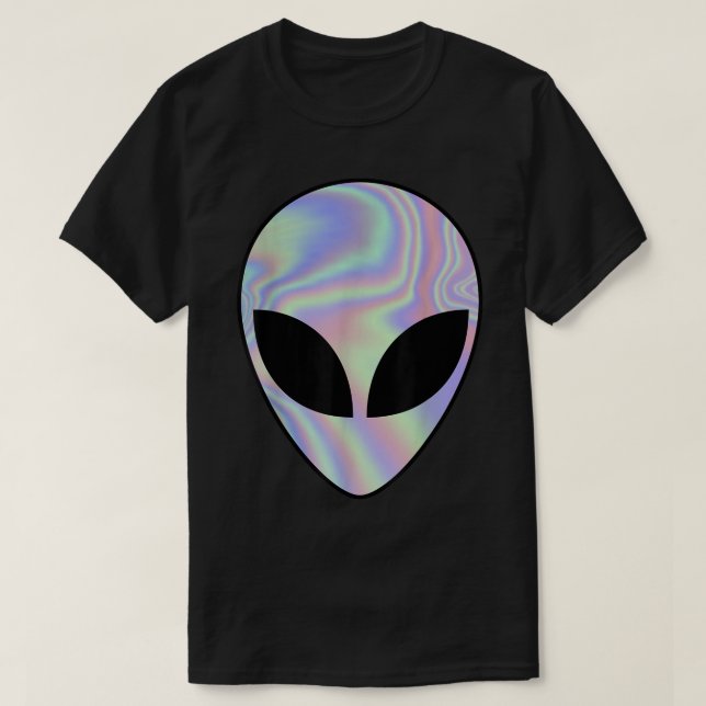 Camiseta Holographic Alien Face Aesthetic (Frente do Design)