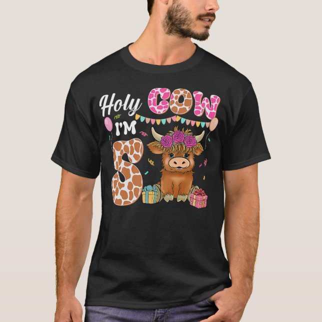 Camiseta Holy Cow I'm 5 Highland Cow Farming 5th Birthday 5 (Frente)