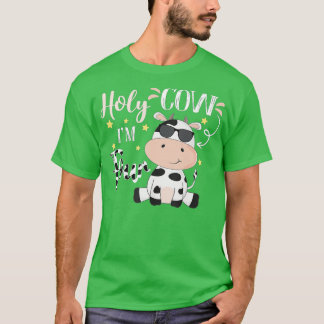 Camiseta Holy Cow I'm Four Cow Farm Theme Birthday 4 Years 