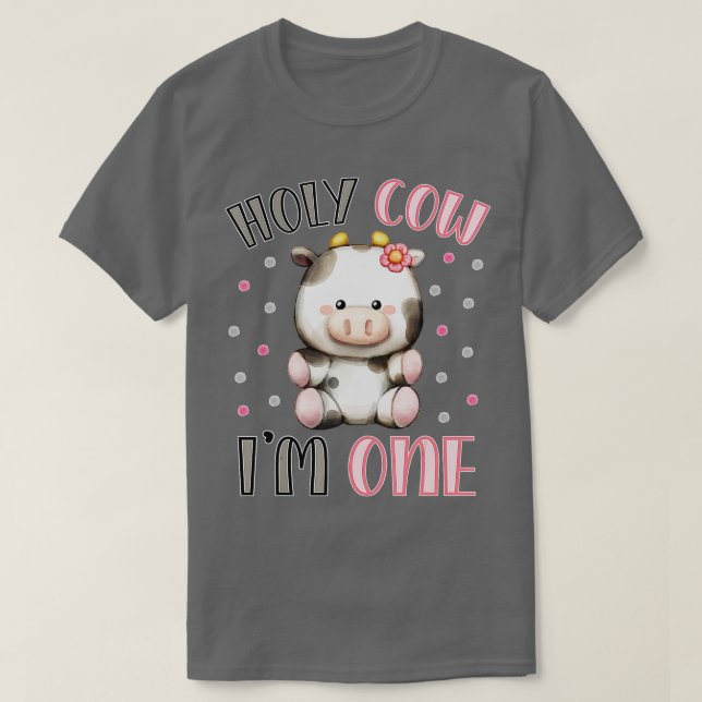 Camiseta Holy Cow I'm One Cute Farm Animal 1st Birthday for (Frente do Design)
