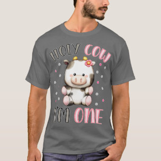 Camiseta Holy Cow I'm One Cute Farm Animal 1st Birthday for