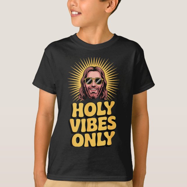 Camiseta Holy Vibes Only Funny Jesus Religious Christian Fa (Frente)
