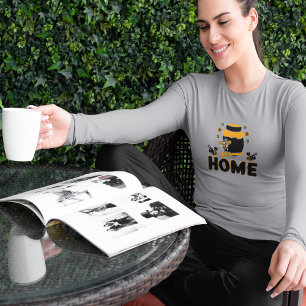 Camiseta "HOME" Abelha de Desenho e Pote de Mel
