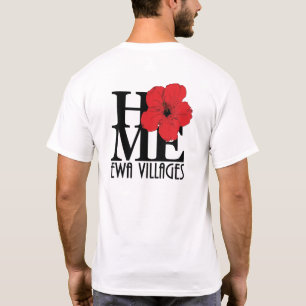 Camiseta HOME Ewa Villages Red Hibiscus (impressão traseira