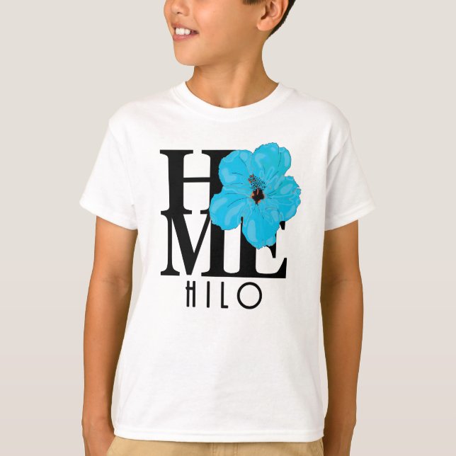 Camiseta HOME Hilo Hawaii Blue Hibiscus (Frente)