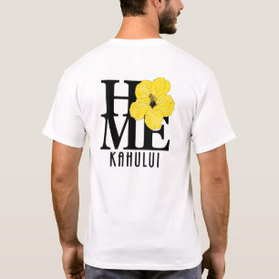 Camiseta HOME Kahului Yellow Hibiscus (impressão de fundo)