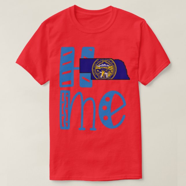 Camiseta Home Nebraska em Arte Block Letters (Frente do Design)