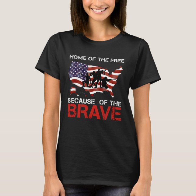 Camiseta Home Of The Free Because Of The Brave 4th Of July  (Frente)