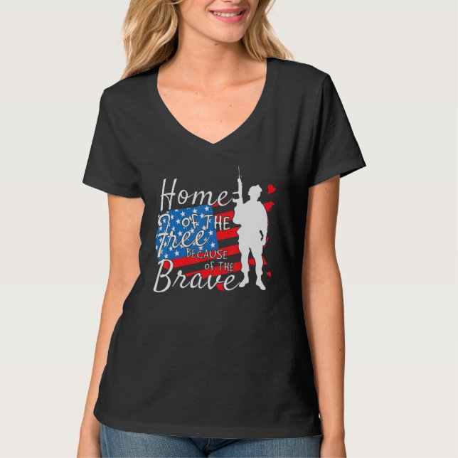 Camiseta Home Of The Free Because Of The Brave July 4th (Frente)