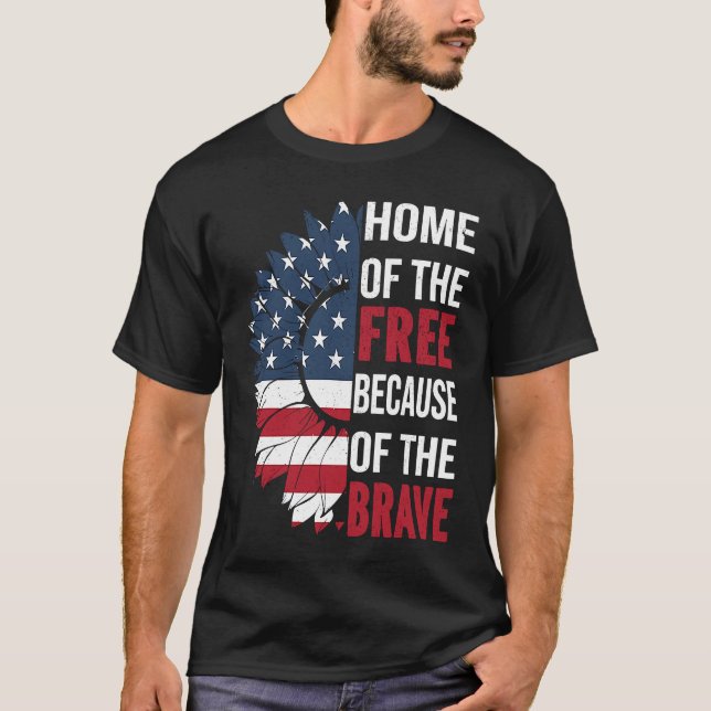 Camiseta Home Of The Free Because Of The Brave Patriotic Fl (Frente)