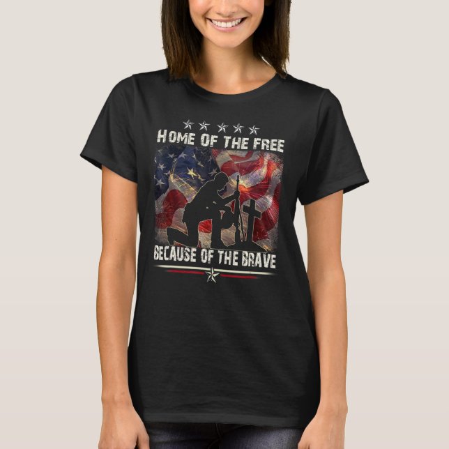 Camiseta Home Of The Free Because Of The Brave   Proud Vete (Frente)