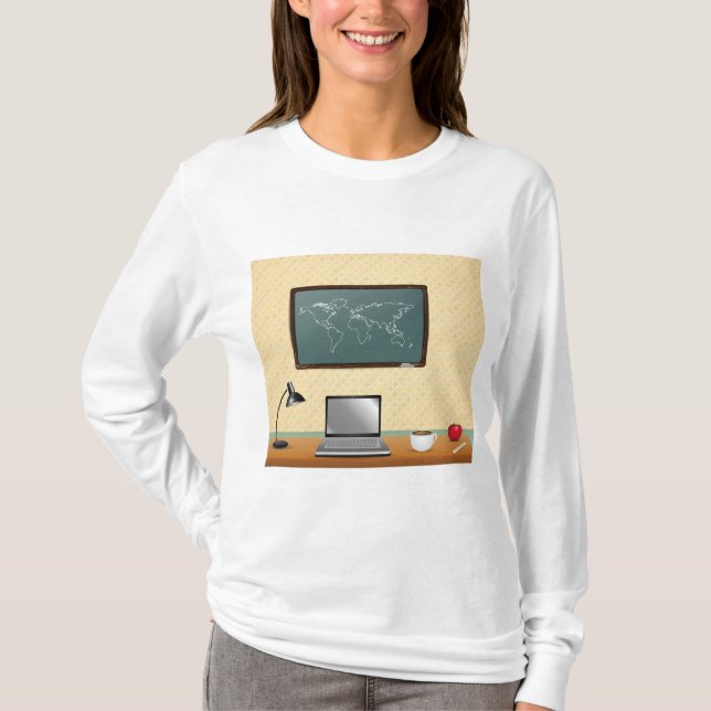 Camiseta Home Office Desk Laptop Coffee (Frente)