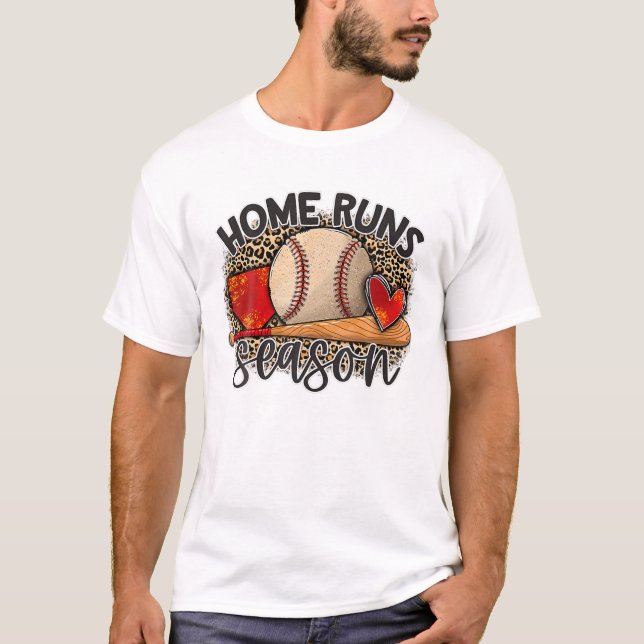 Camiseta Home Runs Season Baseball Dia do Jogo da Mãe Leopa (Frente)