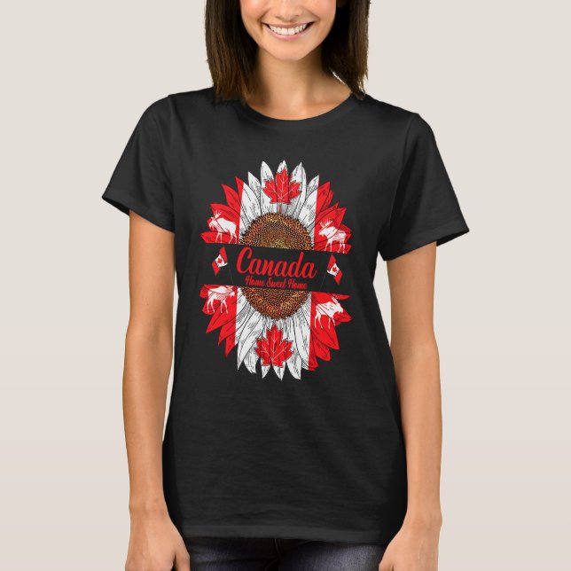 Camiseta Home Sweet Canada Sunflower Independence Day (Frente)