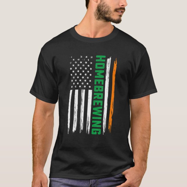 Camiseta Homebrewing American Flag Dia de São Patrício Men  (Frente)