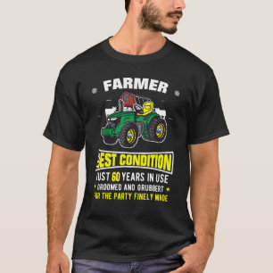 Camiseta Homem 60º Aniversário Farmer Ou Gamer Trator