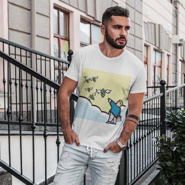 Camiseta Homem Apontando Dinheiro Com Asas (Criador carregado)