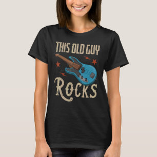 Camiseta Homem Aposentado Velho Baixista Música Rock Ba