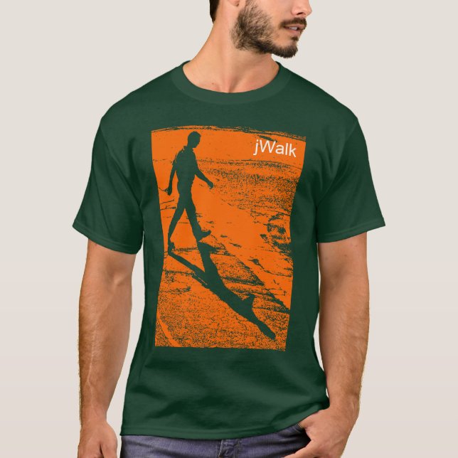 Camiseta Homem atravessando uma estrada - em laranja - (jWa (Frente)