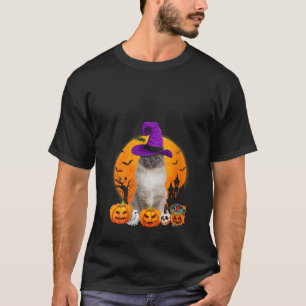 Camiseta Homem-Birmanês Engraçado Bruxa de Halloween Pumpki