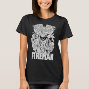 Camiseta Homem-Bombeiro Americano Flag Eagle Fireman