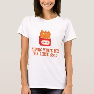 Camiseta Homem branco de ajuda da CERVEJA para pescar desde